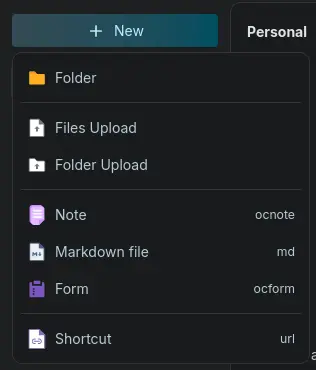 opencloud upmenu